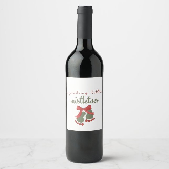 Étiquette Pour Bouteilles De Vin Un Noël avec un petit gui Grossesse (Devant)