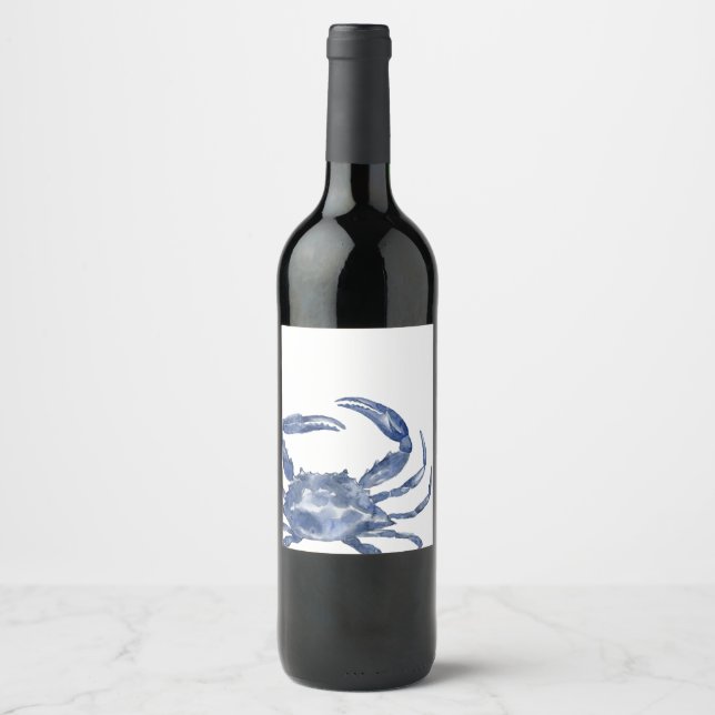 Étiquette Pour Bouteilles De Vin Une chellabration | Thème du crabe bleu (Devant)