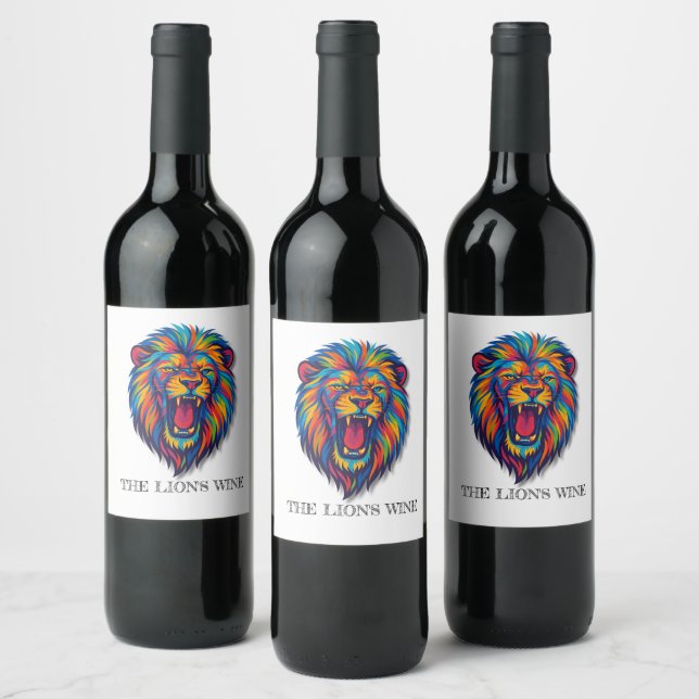 Étiquette Pour Bouteilles De Vin Une étiquette de vin LION PEINT (Bouteilles)
