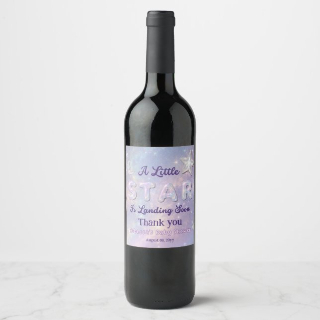 Étiquette Pour Bouteilles De Vin Une Petite Étoile Atterrit Bientôt Célébration de  (Devant)