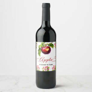 Étiquette Pour Bouteilles De Vin Une petite pomme arrive Fête prénatale d'automne