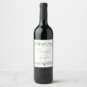 Étiquette Pour Bouteilles De Vin Une verdure simple   Cheers Mariages