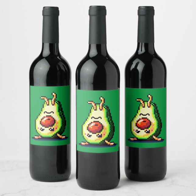Étiquette Pour Bouteilles De Vin Upside Down Avocado - Drôle Pixel Art Conception a (Bouteilles)