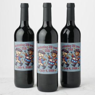 Étiquette Pour Bouteilles De Vin USA 250th Anniversary Souvenir - Patriotique