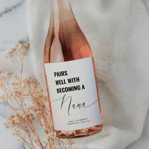 Étiquette Pour Bouteilles De Vin Va Bien Avec Annonce de Bébé Nana