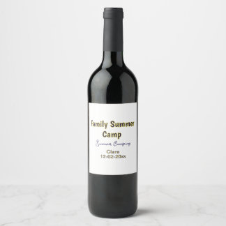 Étiquette Pour Bouteilles De Vin Vacances de camping en famille ajoutez nom dateÉté