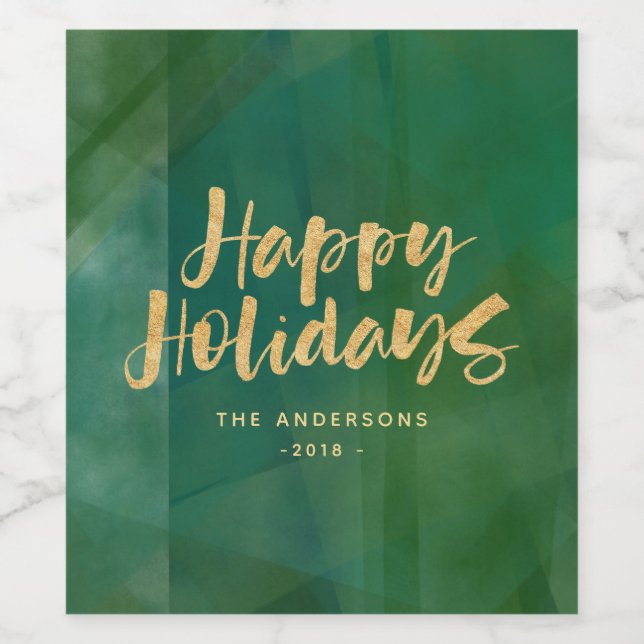 Étiquette Pour Bouteilles De Vin Vacances or métal (Étiquettes simples)