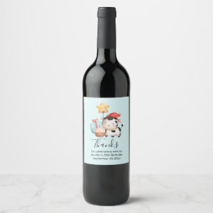 Étiquette Pour Bouteilles De Vin Vache souriante mignonne adorable Anniversaire