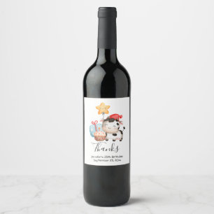 Étiquette Pour Bouteilles De Vin Vache souriante mignonne adorable Anniversaire