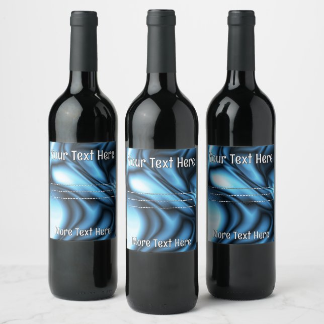 Étiquette Pour Bouteilles De Vin Vague de soie bleue (Bouteilles)