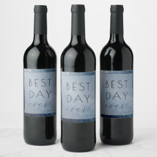 Étiquette Pour Bouteilles De Vin Vagues Abstraites Bleu Optimiste