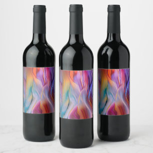 Étiquette Pour Bouteilles De Vin "Vagues de paysages de rêve" Art abstrait contempo
