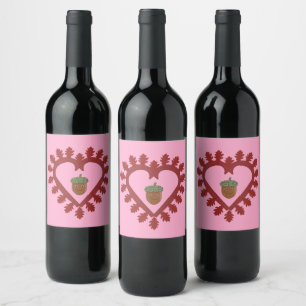 Étiquette Pour Bouteilles De Vin Valentines Day Love Heart Acorn