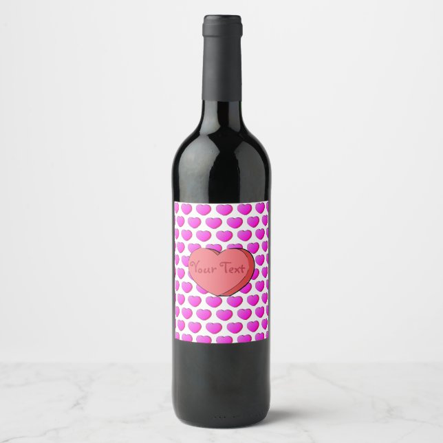 Étiquette Pour Bouteilles De Vin Valentines Dessin Coeur de bonbons (Devant)