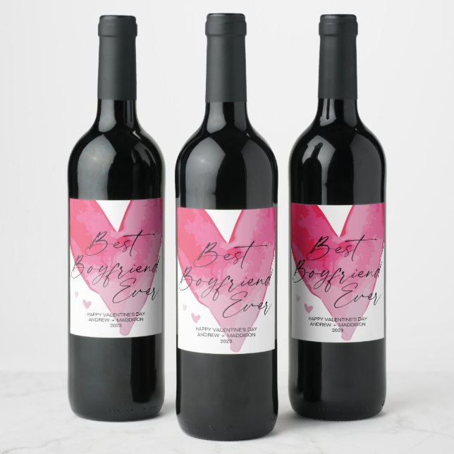 Étiquette Pour Bouteilles De Vin Valentines Jour meilleur petit ami Ever cadeau ami (Bouteilles)