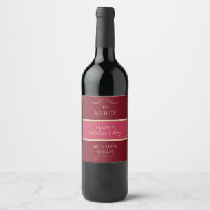 Étiquette Pour Bouteilles De Vin Valentines Jour Nom Minimal Bourgogne Or Hot Rose