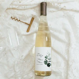 Étiquette Pour Bouteilles De Vin Végétation moderne Blanc Mariage Étiquette à vin