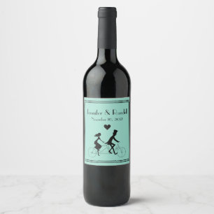Étiquette Pour Bouteilles De Vin Vélo Tandem équitation Mariage Étiquette de vin