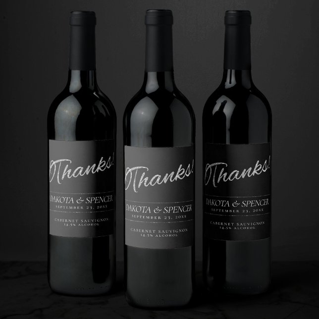 Étiquette Pour Bouteilles De Vin Velvet Onyx Grunge | Deep Vampy Jet Black Merci (Créateur téléchargé)