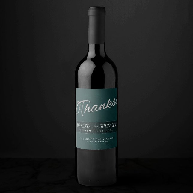 Étiquette Pour Bouteilles De Vin Velvet Turquoise Grunge | Merci vert émeraude prof (Créateur téléchargé)