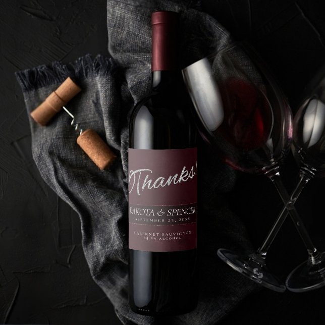 Étiquette Pour Bouteilles De Vin Velvet Wine Grunge | Maroon Bordeaux Merlot Merci (Créateur téléchargé)