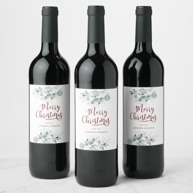 Étiquette Pour Bouteilles De Vin Verdure de Noël personnalisée (Bouteilles)