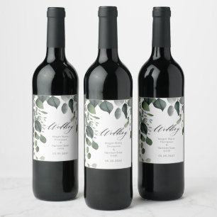 Étiquette Pour Bouteilles De Vin Verdure et Mariage d'Eucalyptus