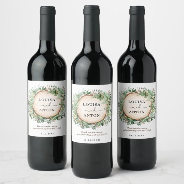 Étiquette Pour Bouteilles De Vin Verdure rustique Jardin botanique Mariage Faveurs (Bouteilles)