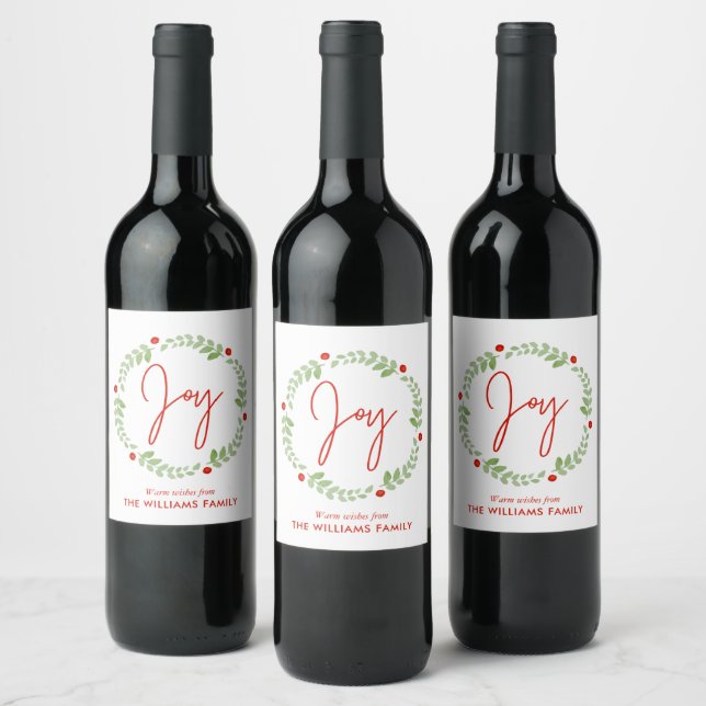 Étiquette Pour Bouteilles De Vin Verre de Noël d'aquarelle (Bouteilles)