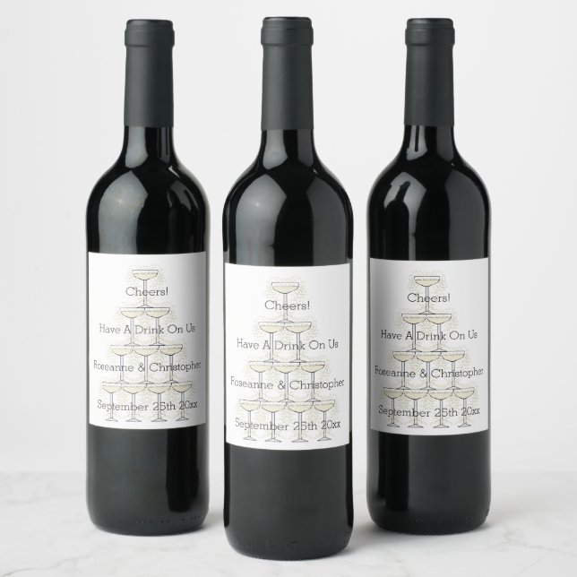 Étiquette Pour Bouteilles De Vin Verres à Champagne Mariage Simple (Bouteilles)