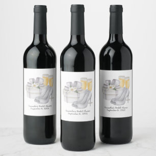 Étiquette Pour Bouteilles De Vin Verres à vin pétillant Chaussures de mariée Shower