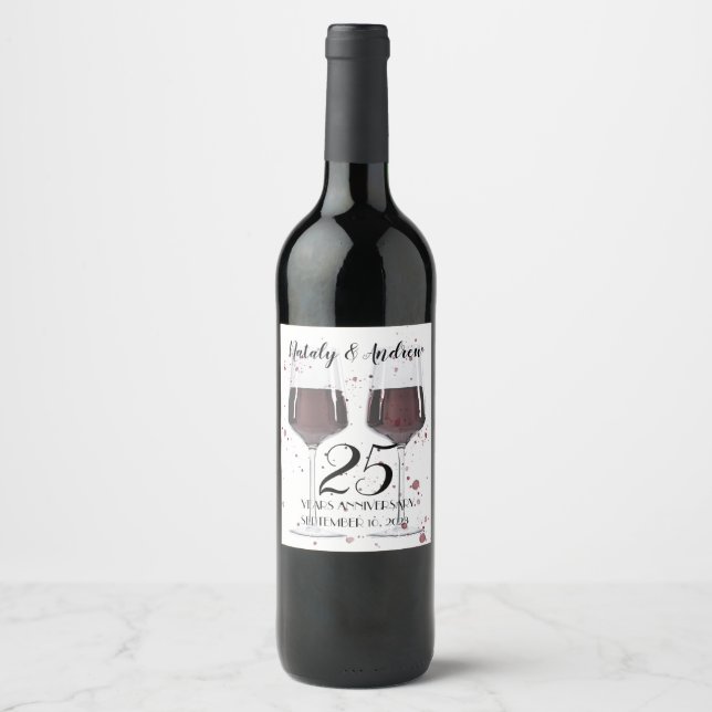 Étiquette Pour Bouteilles De Vin Verres de vin rouge (Devant)