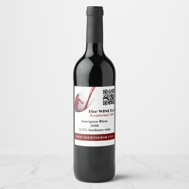 Étiquette Pour Bouteilles De Vin Versement de vin rouge, Bar à vin/Cave (Devant)