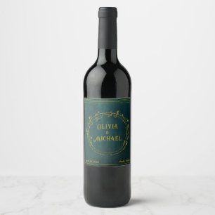 Étiquette Pour Bouteilles De Vin Vert foncé vintage