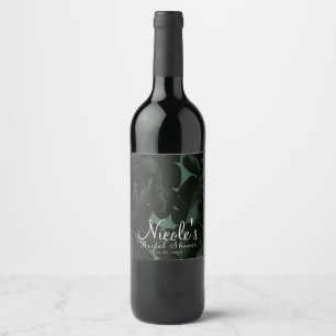 Étiquette Pour Bouteilles De Vin Vert & Noir Chic Feuilles Tropicales Mariage Vin