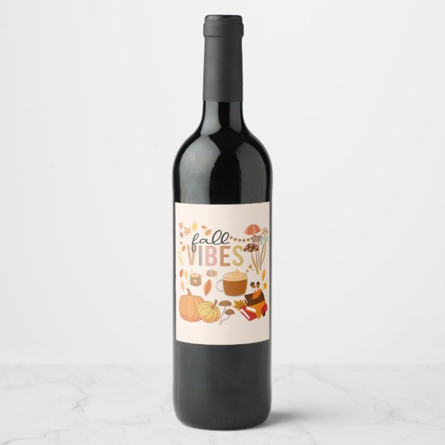 Étiquette Pour Bouteilles De Vin Vibes d'automne (Devant)