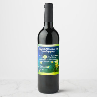 Étiquette Pour Bouteilles De Vin Vibrant Green & Blue Editable VAN GOCH