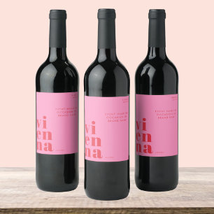 Étiquette Pour Bouteilles De Vin Vienne Autriche typographie rouge rose