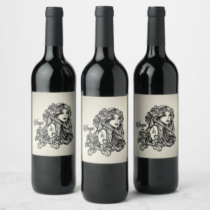 Étiquette Pour Bouteilles De Vin Vierge du zodiaque doré
