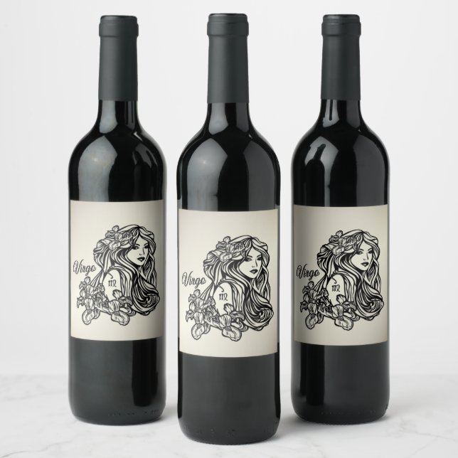 Étiquette Pour Bouteilles De Vin Vierge du zodiaque doré (Bouteilles)