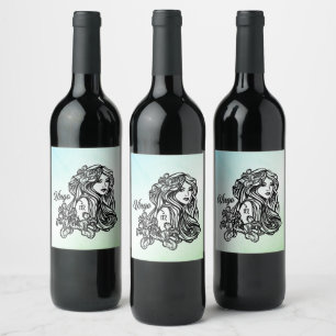 Étiquette Pour Bouteilles De Vin Vierge Vierge Zodiaque Vert