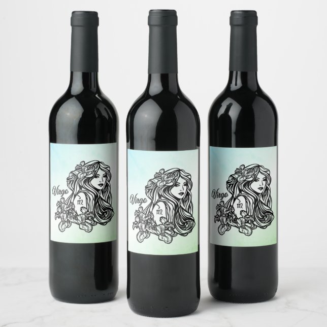 Étiquette Pour Bouteilles De Vin Vierge Vierge Zodiaque Vert (Bouteilles)