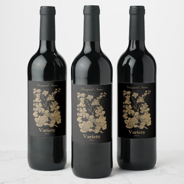 Étiquette Pour Bouteilles De Vin Vigne Dorée de l'Ère de la Renaissance (Bouteilles)
