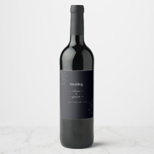 Étiquette Pour Bouteilles De Vin Vigne florale minimaliste moderne simple noir & bl