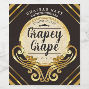 Étiquette Pour Bouteilles De Vin Vigneron fantaisie or faux vinification maison