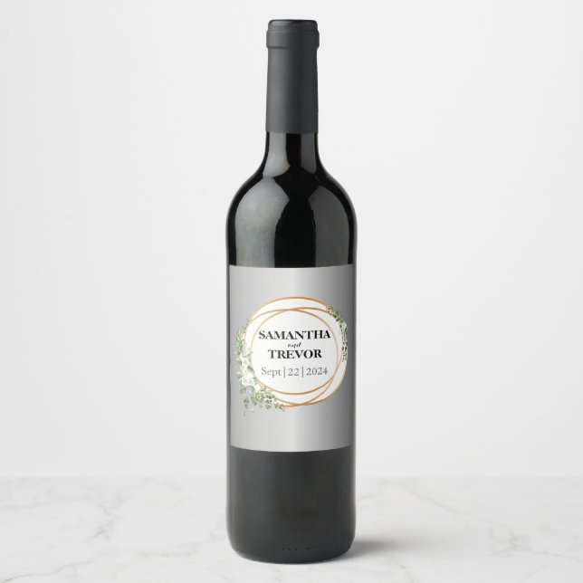 Étiquette Pour Bouteilles De Vin Vignes Dorées : Étiquette de Vin Sérénade Argentée (Devant)