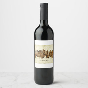 Étiquette Pour Bouteilles De Vin Ville de Charlotte-Caroline du Nord