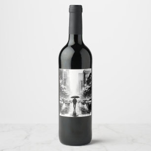 Étiquette Pour Bouteilles De Vin Ville de Neon Noir Rainy