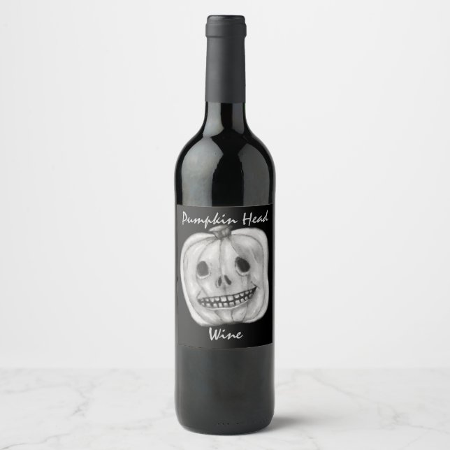 Étiquette Pour Bouteilles De Vin Vin à tête citrouille | Halloween (Devant)