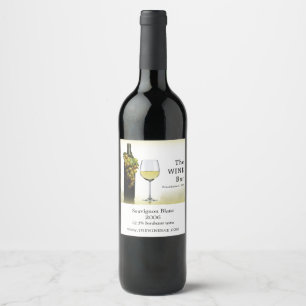 Étiquette Pour Bouteilles De Vin Vin blanc et raisins, Bar à vin/Cave vinicole